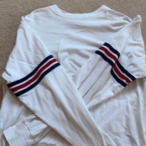 Brandy Melville Cropped White Sweater Striped